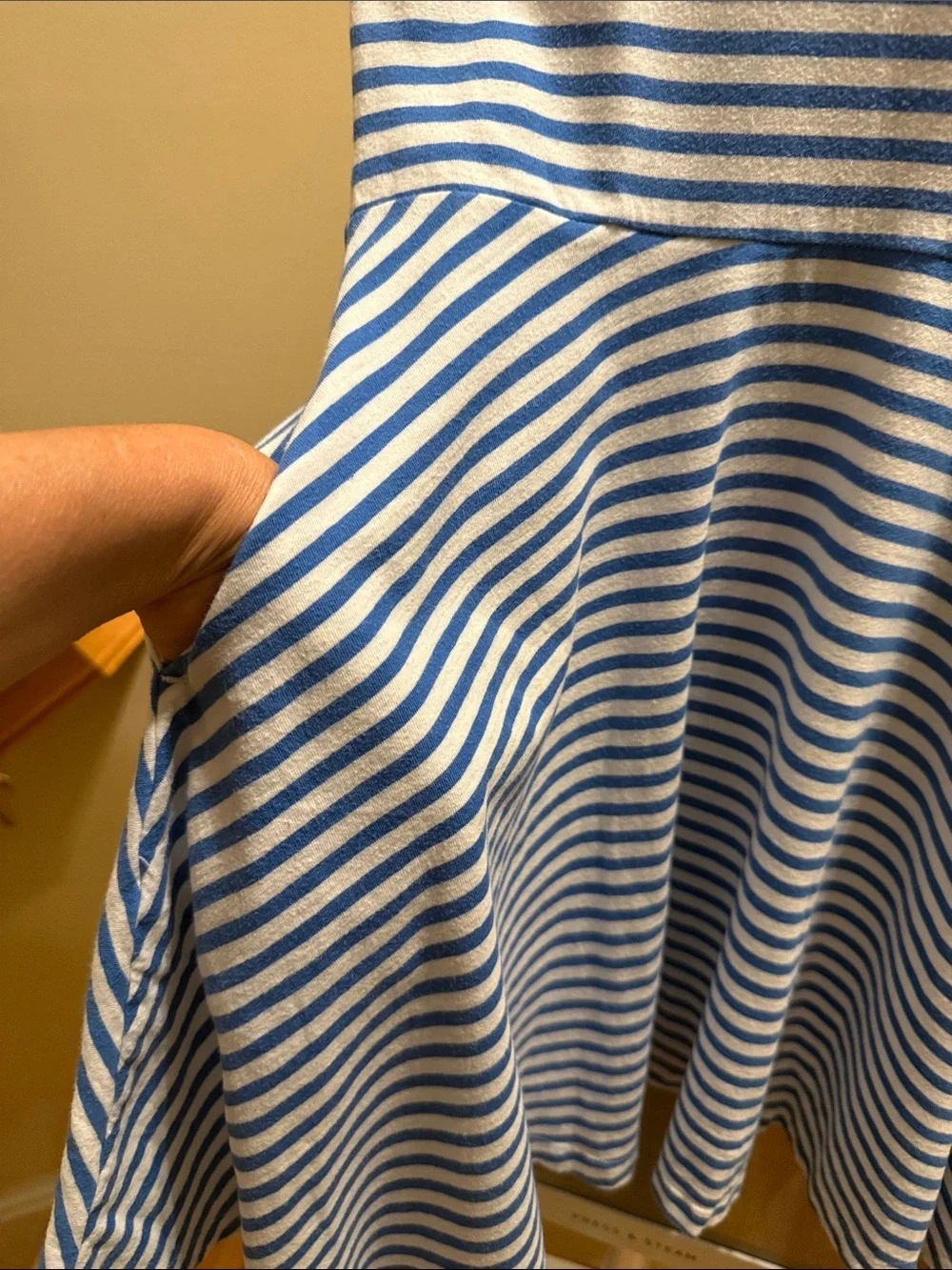 Primary Blue and White Striped Short-Sleeve Knit Dress - Picture 2 of 4